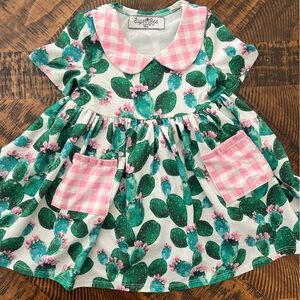 Sugar Bee Cactus gingham dress size 12 months